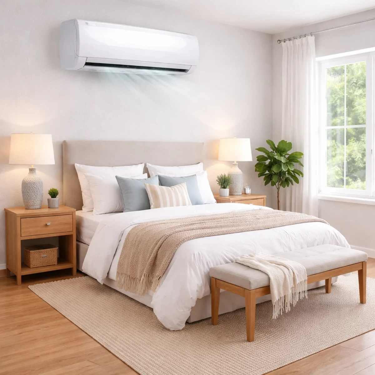 MRCOOL Easy Pro single zone mini split installed in living room for heating and cooling one room