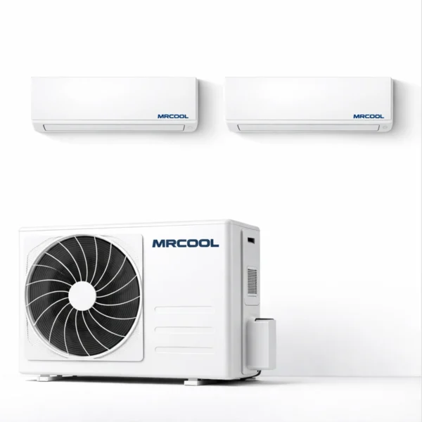 MRCOOL Olympus 2 zone mini split system with outdoor condenser and multiple indoor air handlers for whole-home comfort