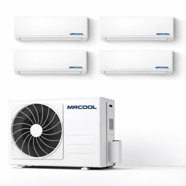 MRCOOL Olympus 4 zone mini split system with outdoor condenser and multiple indoor air handlers for whole-home comfort