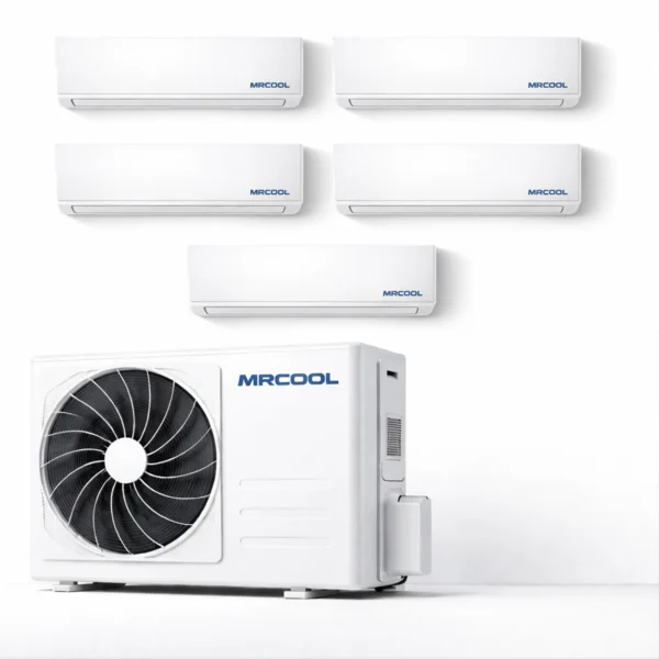 MRCOOL Olympus 5 zone mini split system with outdoor condenser and multiple indoor air handlers for whole-home comfort