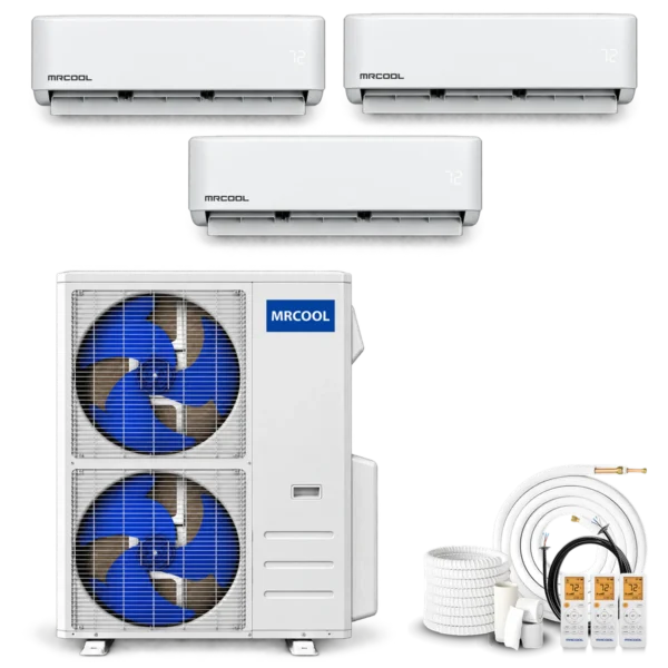 MRCOOL DIY 5th Gen multi-zone mini split system with three wall-mounted air handlers