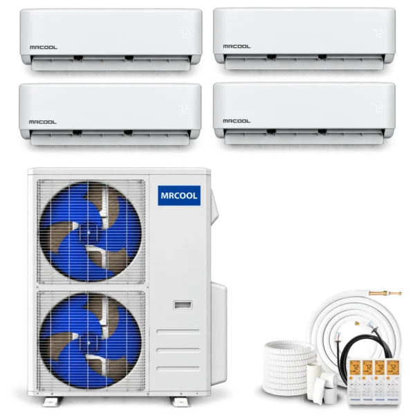 MRCOOL DIY 5th Gen multi-zone mini split system with four wall-mounted air handlers