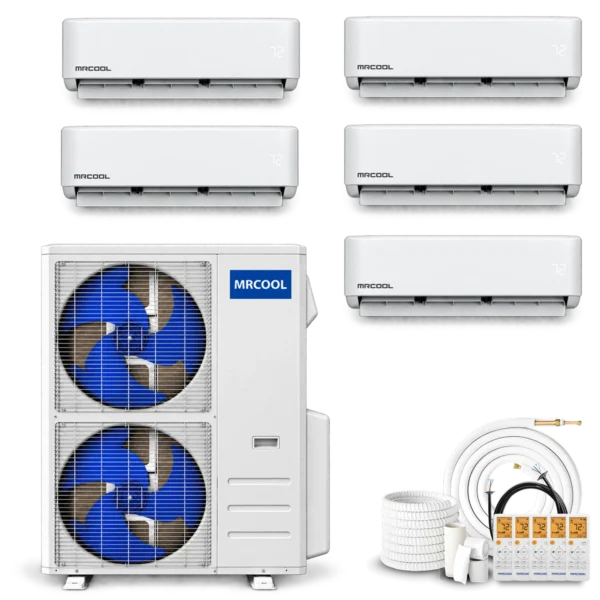 MRCOOL DIY 5th Gen multi-zone mini split system with five wall-mounted air handlers