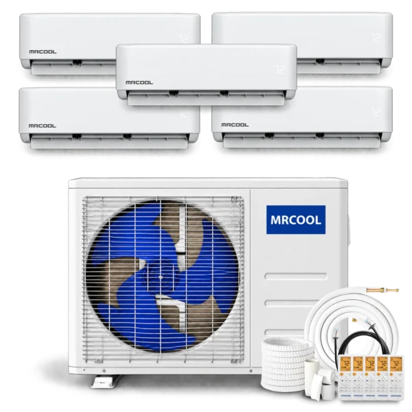 MRCOOL DIY 5th Gen multi-zone mini split system with five wall-mounted air handlers